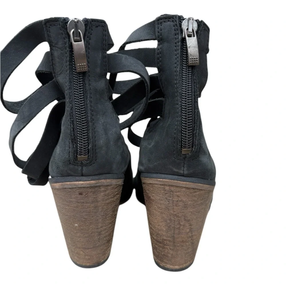 Free People Hybrid Strapped Heel Ankle Distressed Dark Gray Boots EU 39 preloved
